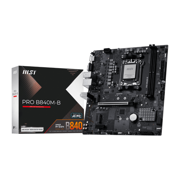 PLACA MADRE MSI PRO B840M - B PARA SOCKET AM5 CON SOPORTE DDR5 Y RED 2.5 GB – FORMATO MATX, PREPARADA PARA RYZEN 9000/8000/7000 911-7E76-002 - SMART BUSINESS