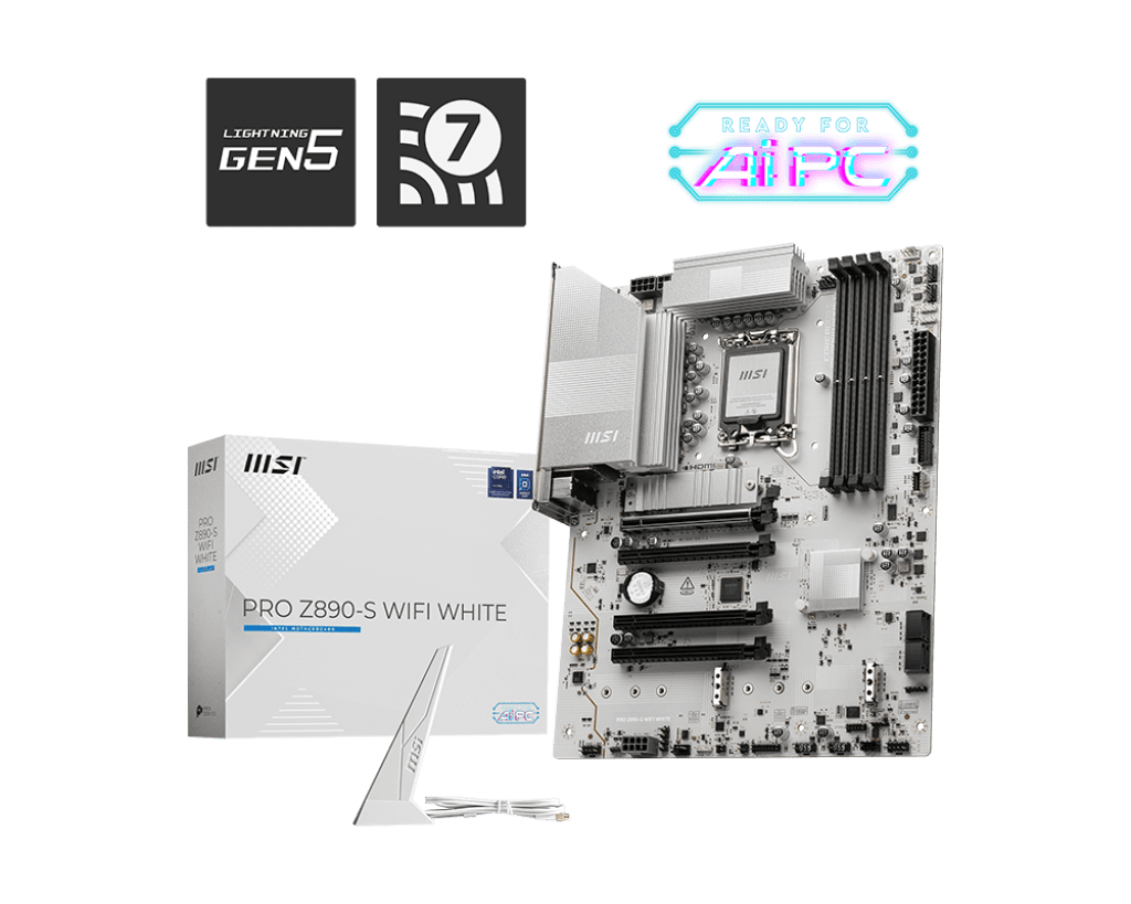 PLACA MADRE MSI PRO Z890 - S WIFI WHITE • CHIPSET INTEL Z890 • COMPATIBLE CON INTEL CORE 12ª/13ª/14ª GEN • DDR5 • PCIE 5.0 • WIFI INTEGRADO • RENDIMIENTO CONFIABLE PRO-Z890-S-WIFI-WHITE - SMART BUSINESS