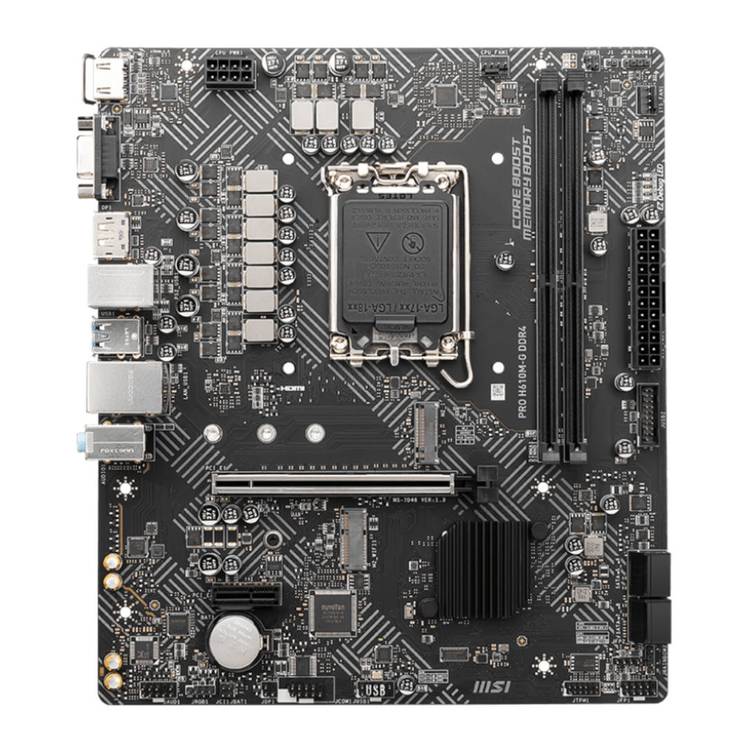 PLACA MADRE MSI SERIE PRO H610M CON SOPORTE PARA PROCESADORES INTEL DE 12.ª/13.ª GENERACIÓN — MICRO - ATX 911-7D46-234 - SMART BUSINESS