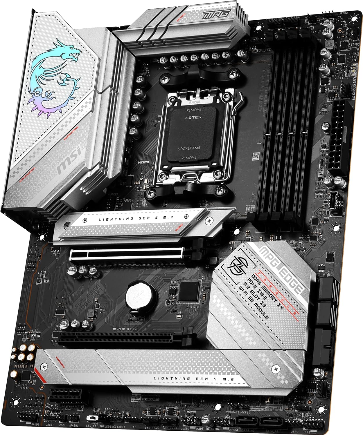 Placa madre para videojuegos MSI MPG B650 Edge WiFi (AMD Ryzen 8000/7000, AM5, ATX, DDR5, PCIe 4.0, M.2, SATA 6Gb/s, USB 3.2 Gen 2, HDMI/DP, Wi-Fi 6E, Bluetooth 5.3, ATX) - SMART BUSINESS
