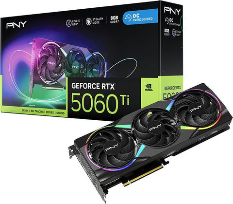 PNY GeForce RTX 5060 Ti EPIC-X ARGB OC 8GB VCG5060T8TFXXPB1-O vista frontal