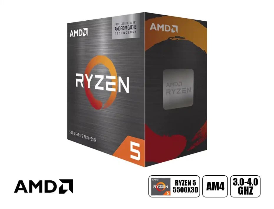 Procesador AMD Ryzen 5 5500X3D, 3.00 / 4.00 GHz, 96MB L3 Cache, 6 - Cores, AM4, 7nm, 105W. 100-100001504WOF - SMART BUSINESS