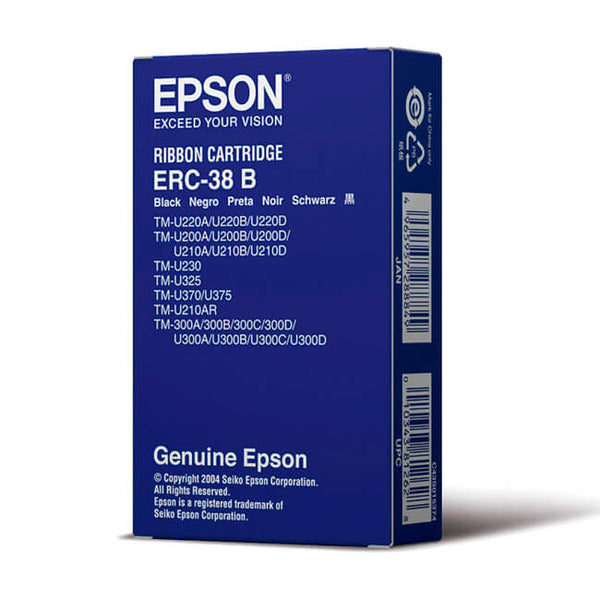 CINTA DE IMPRESIÓN EPSON ERC-38B NEGRA DE ALTO RENDIMIENTO PARA IMPRESORAS PUNTO DE VENTA