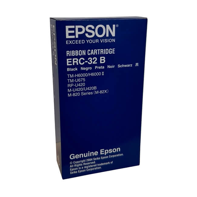 CINTA DE IMPRESIÓN EPSON ERC-32B NEGRO PARA IMPRESORAS DE PUNTO DE VENTA, ALTA DURABILIDAD Y CALIDAD DE IMPRESIÓN