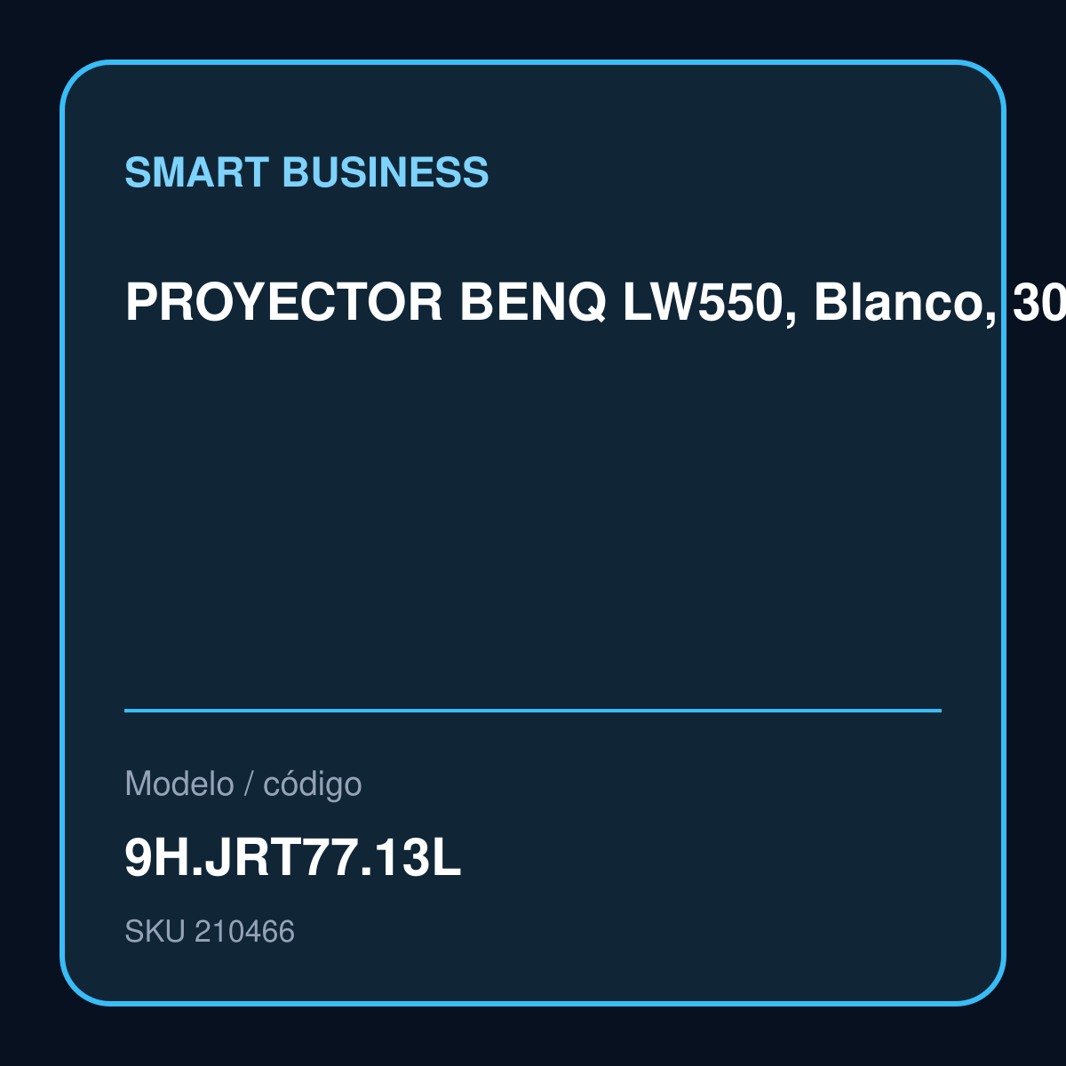 PROYECTOR BENQ LW550, Blanco, 3000 LUMENES, HDMI, USB, VGA 1200x800 9HJRT7713L-PCL modelo 9H.JRT77.13L