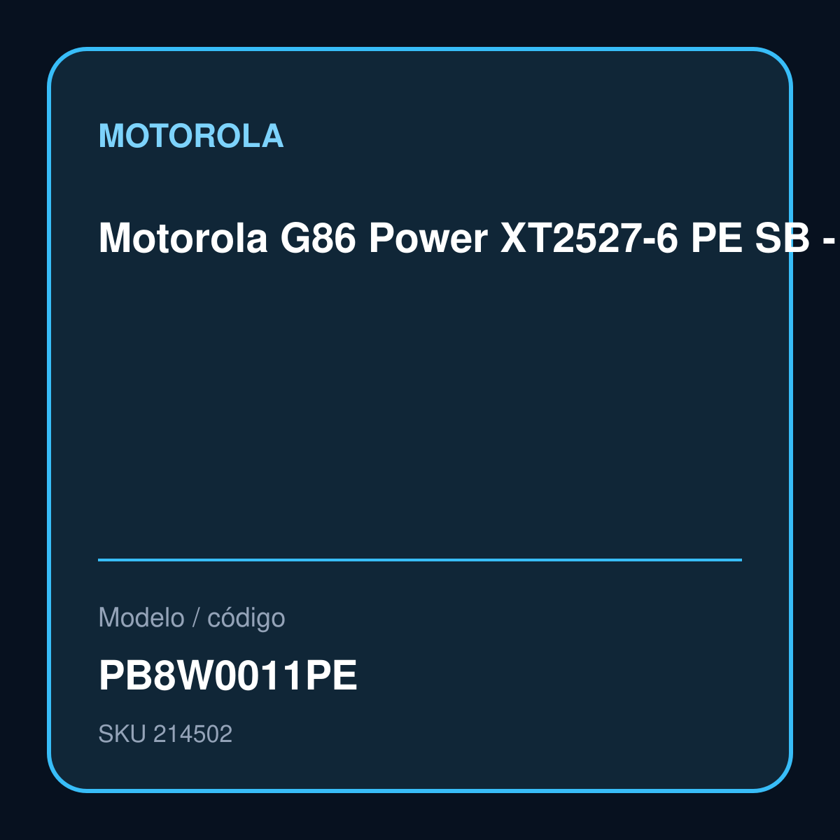 Motorola G86 Power XT2527-6 PE SB - Smartphone - Android - 256 GB - Blue - Touch modelo PB8W0011PE