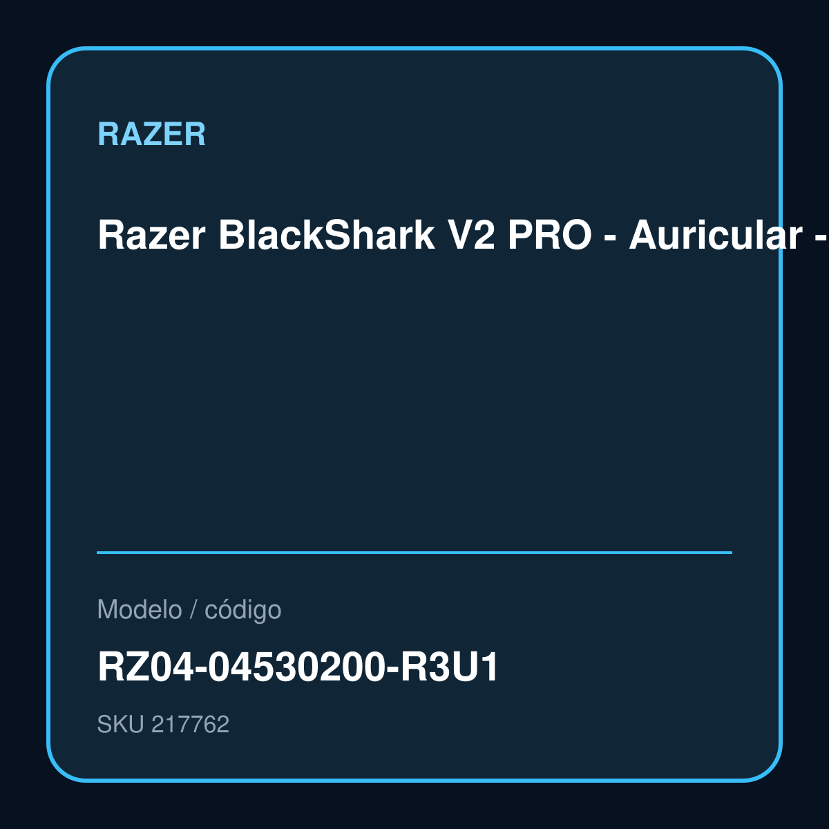 Razer BlackShark V2 PRO - Auricular - 7.1 canales - tamaño completo - Bluetooth/radiofrecuencia de 2,4 GHz modelo RZ04-04530200-R3U1