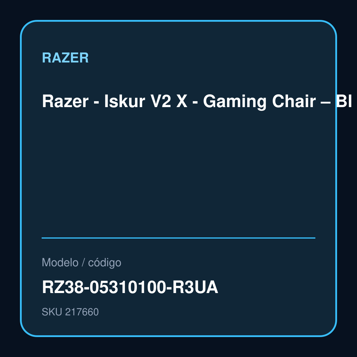 Razer - Iskur V2 X - Gaming Chair – Bl modelo RZ38-05310100-R3UA