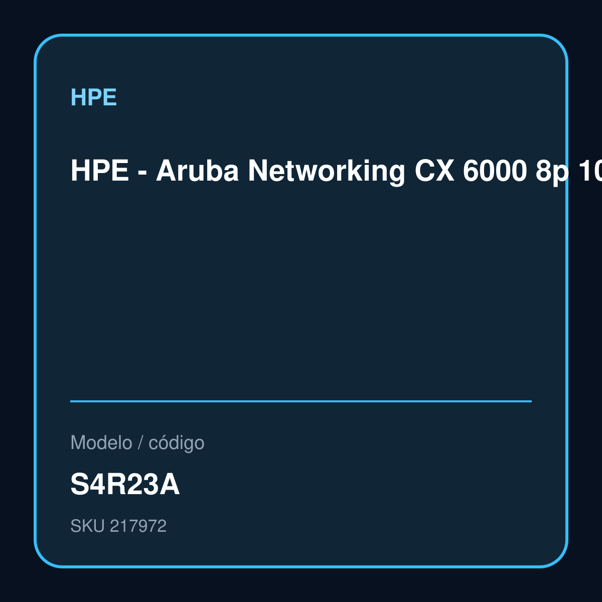 HPE - Aruba Networking CX 6000 8p 10 modelo S4R23A