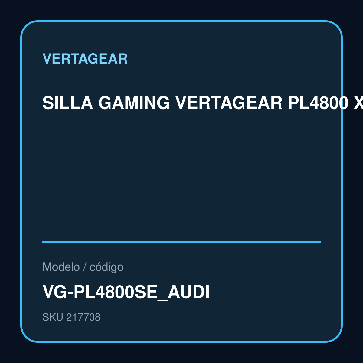 SILLA GAMING VERTAGEAR PL4800 X-LARGE SYNTHETIC FT AUDI ERGONOMIC modelo VG-PL4800SE_AUDI