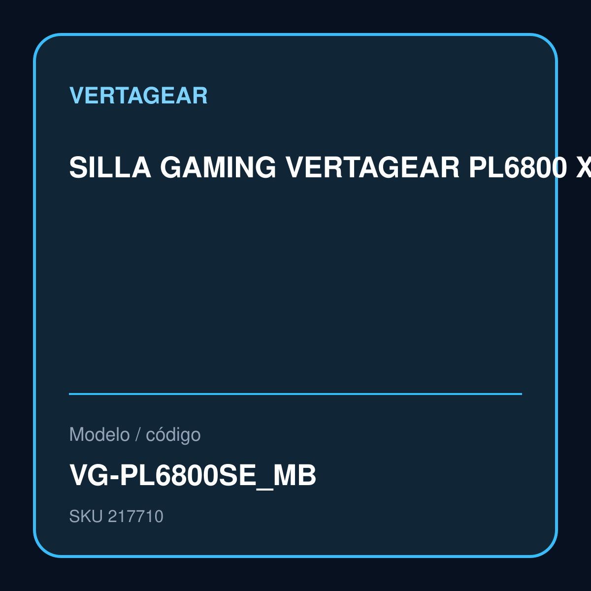 SILLA GAMING VERTAGEAR PL6800 X-LARGE HYGENNX MIDNIGHT BLUE ERGONOMIC modelo VG-PL6800SE_MB