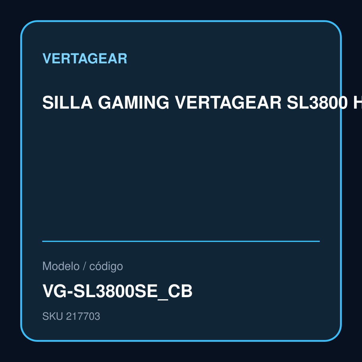 SILLA GAMING VERTAGEAR SL3800 HYGENNX CARBON BLACK ERGONOMIC modelo VG-SL3800SE_CB