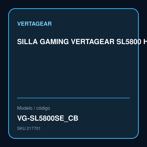 SILLA GAMING VERTAGEAR SL5800 HYGENNX CARBON BLACK ERGONOMIC (LED/RGB) modelo VG-SL5800SE_CB