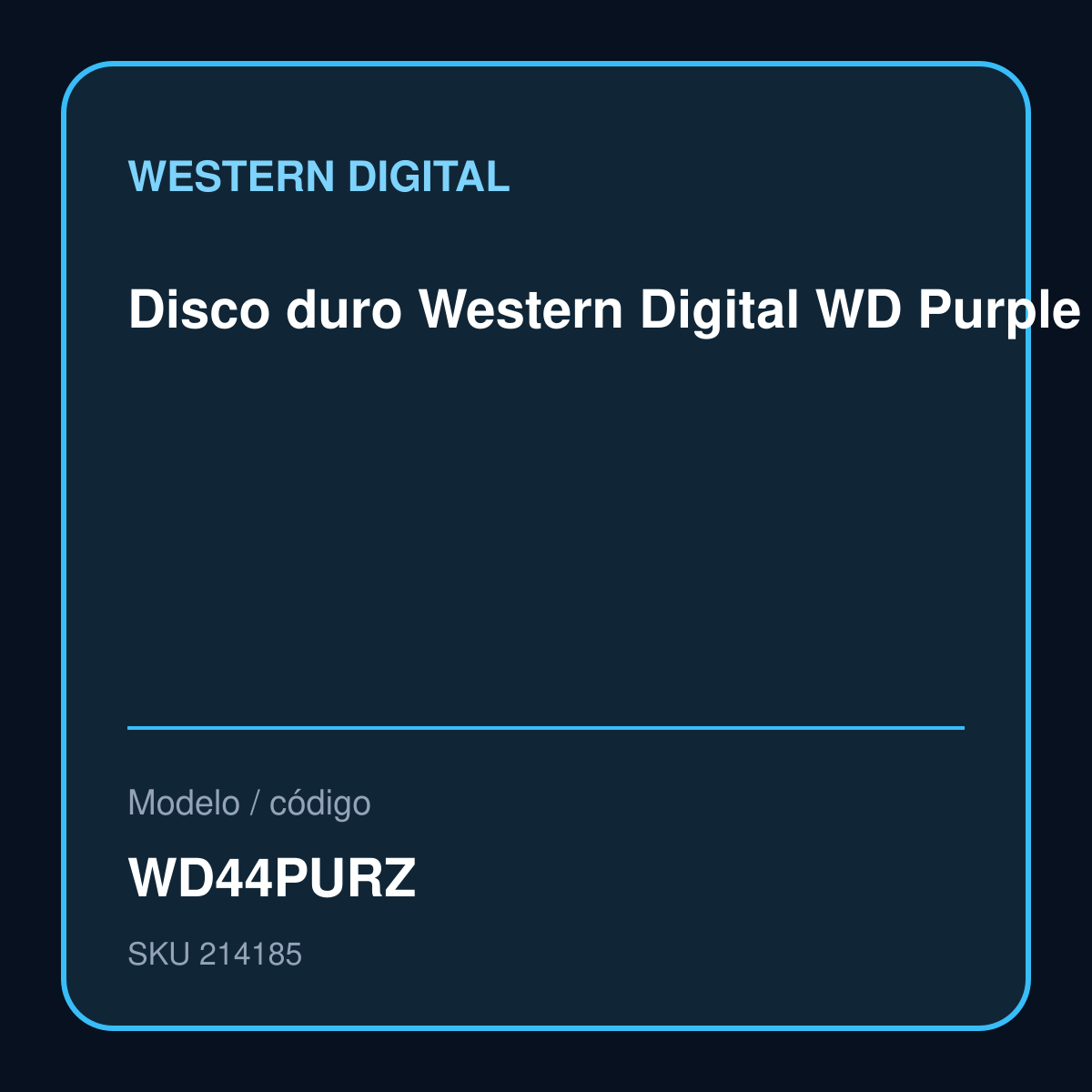 Disco duro Western Digital WD Purple WD44PURZ, 4TB, SATA, 256MB Cache, 3.5", CMR modelo WD44PURZ