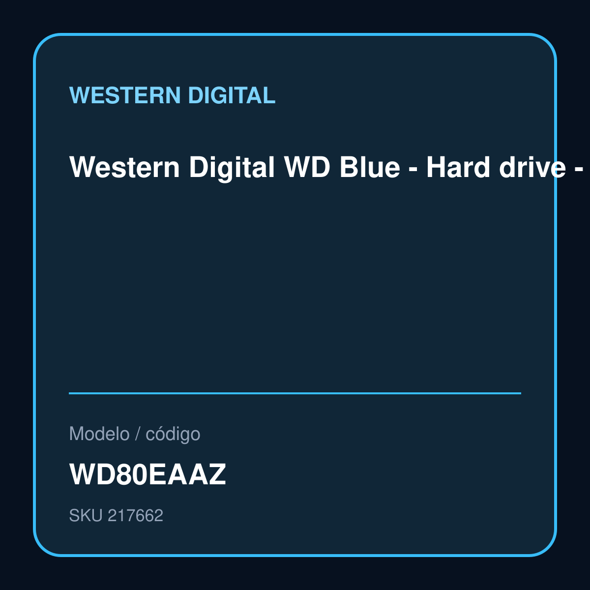 Western Digital WD Blue - Hard drive - Internal hard drive - 8 TB - 3.5" - 5640 rpm - SATA modelo WD80EAAZ