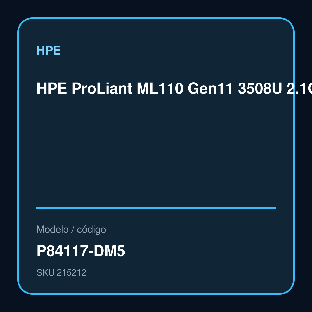 Servidor HPE ProLiant ML110 Gen11 P84117-DM5 vista de torre