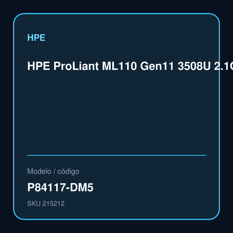 Servidor HPE ProLiant ML110 Gen11 P84117-DM5 vista de torre