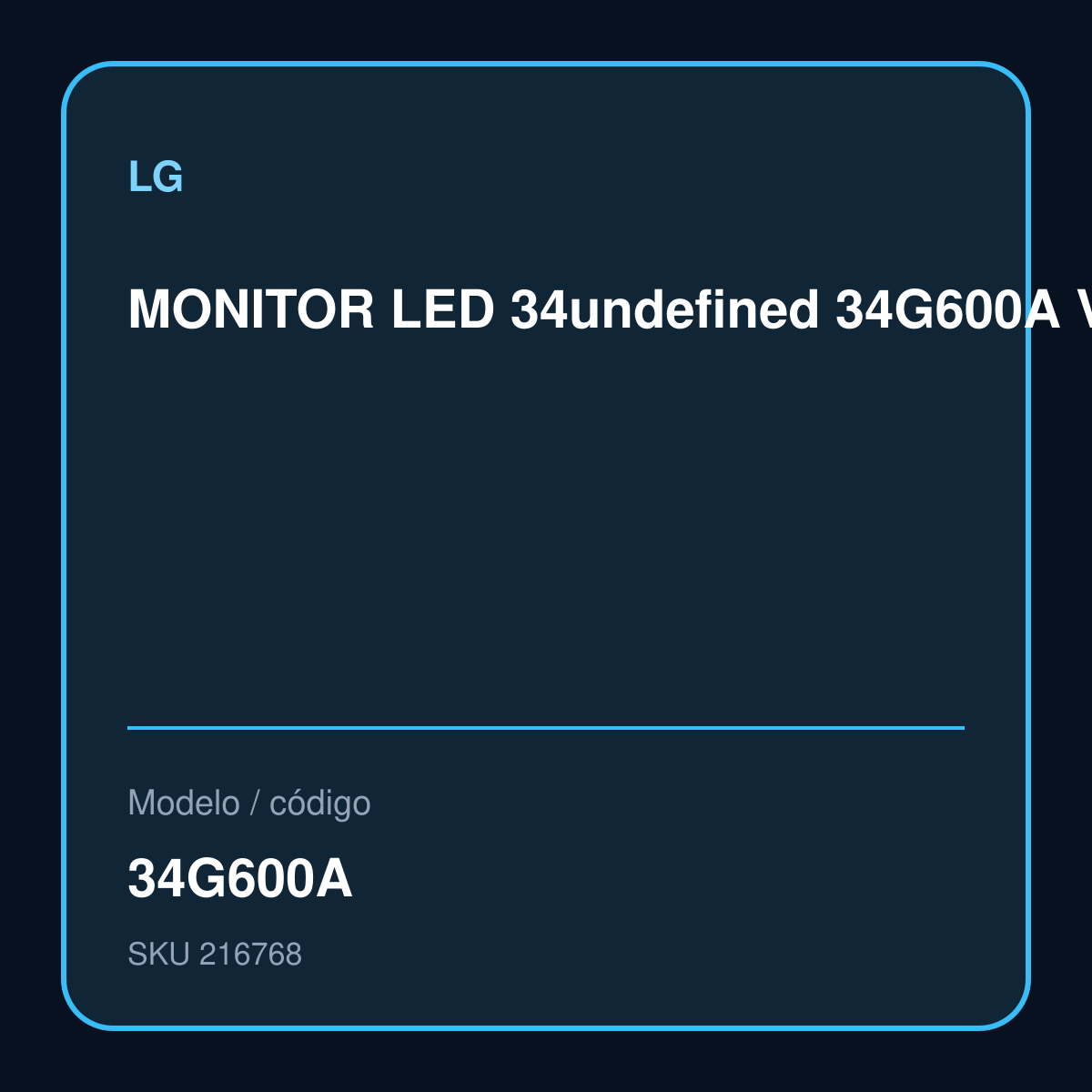 MONITOR LED 34" 34G600A VA CURVO 160HZ 5MS – 34G600A