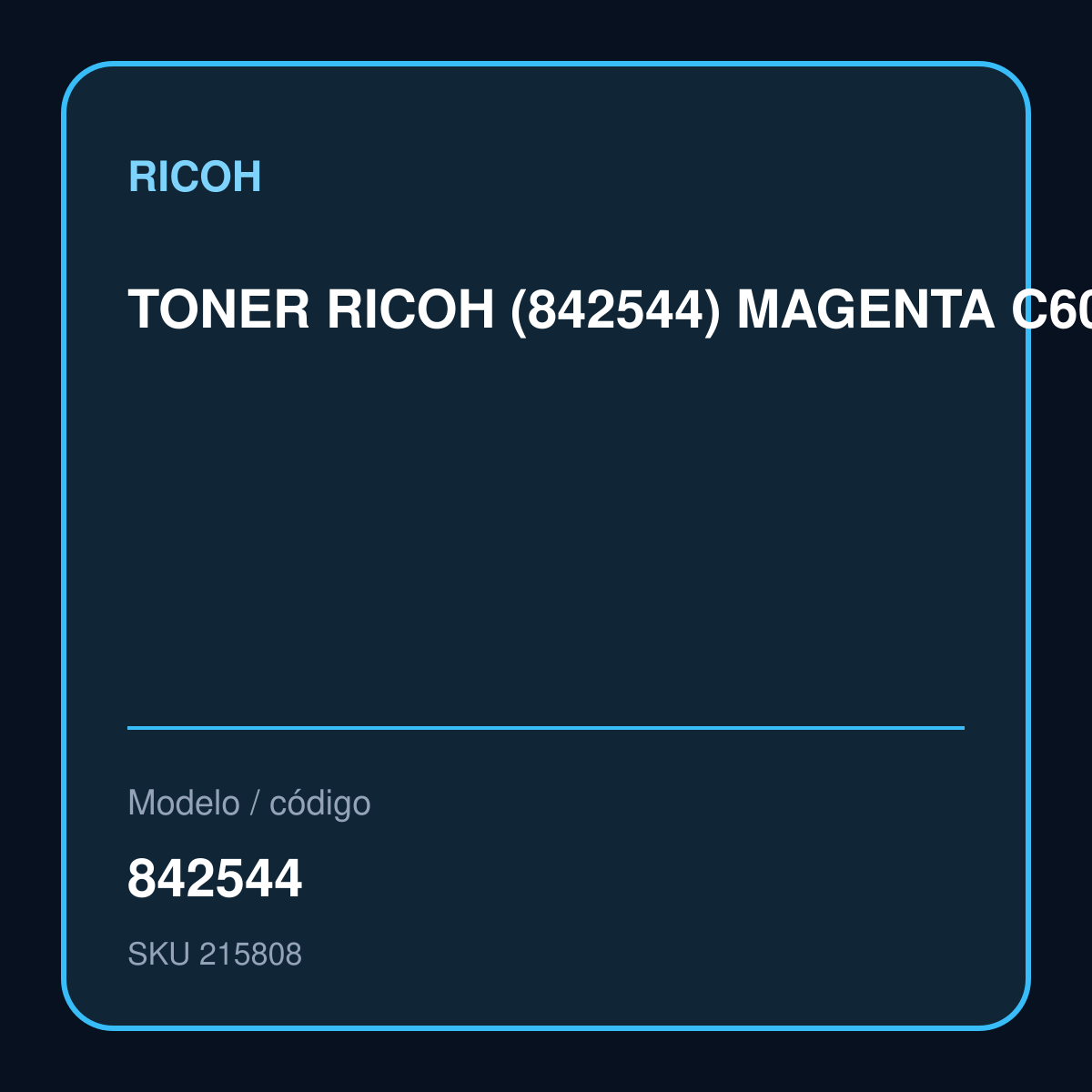 TONER RICOH (842544) MAGENTA C6010 28KPG – 842544