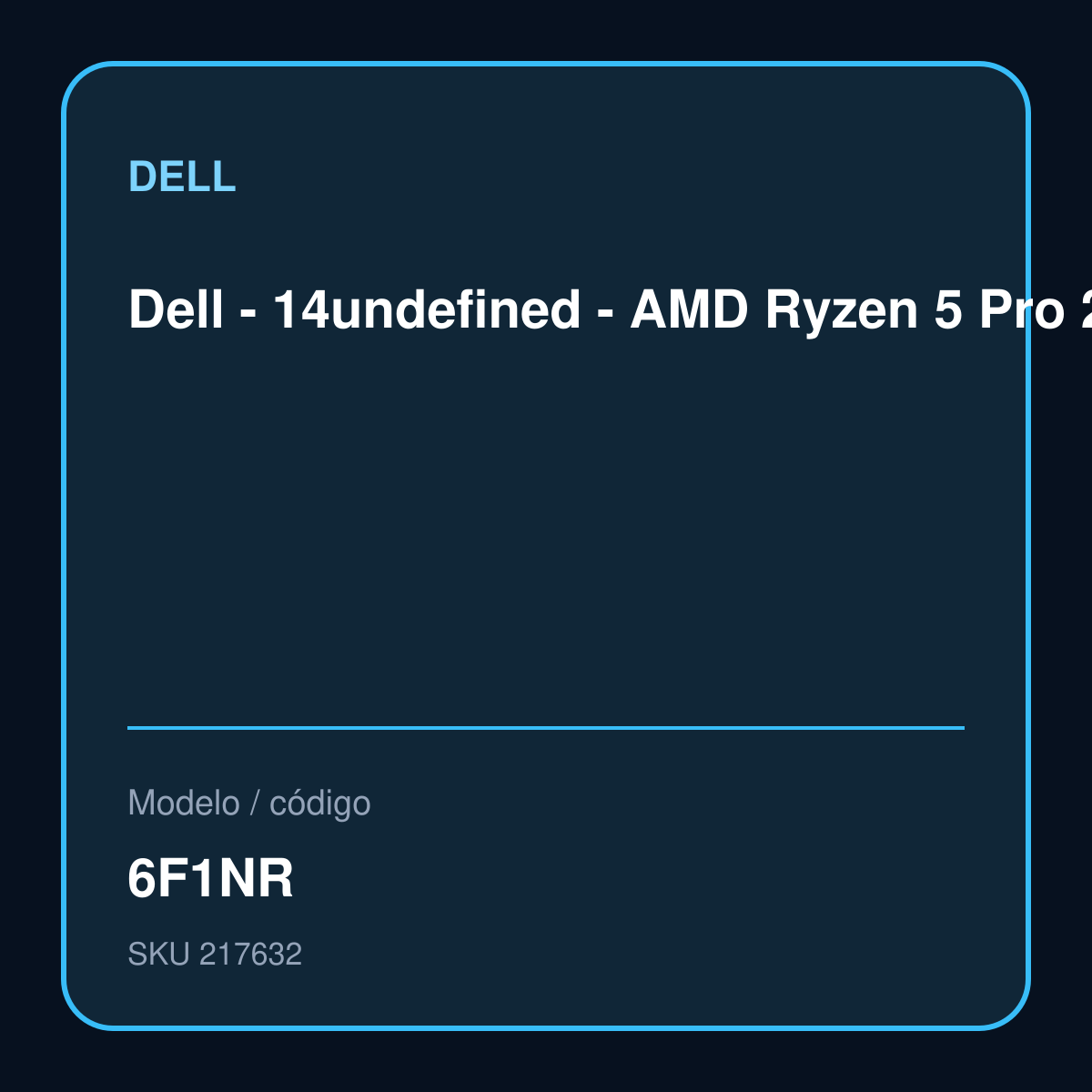 Dell - 14" - AMD Ryzen 5 Pro 230 / 4.9 GHz - 16 GB - DDR5 SDRAM - 512 GB SSD - Integrated graphics - Windows 11 Pro – 6F1NR