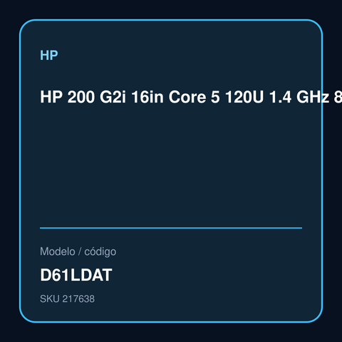 HP 200 G2i 16in Core 5 120U 1.4 GHz 8GB 512GB FreeDOS D61LDAT – D61LDAT