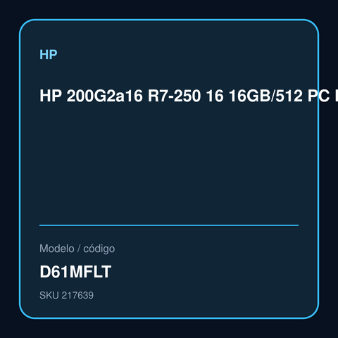 HP 200G2a16 R7-250 16 16GB/512 PC D61MFLT – D61MFLT