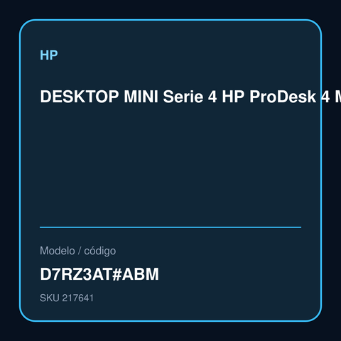 DESKTOP MINI Serie 4 HP ProDesk 4 Mini G1i U7-265T 16GB 512GB SSD W11P D7RZ3AT#ABM – D7RZ3AT#ABM