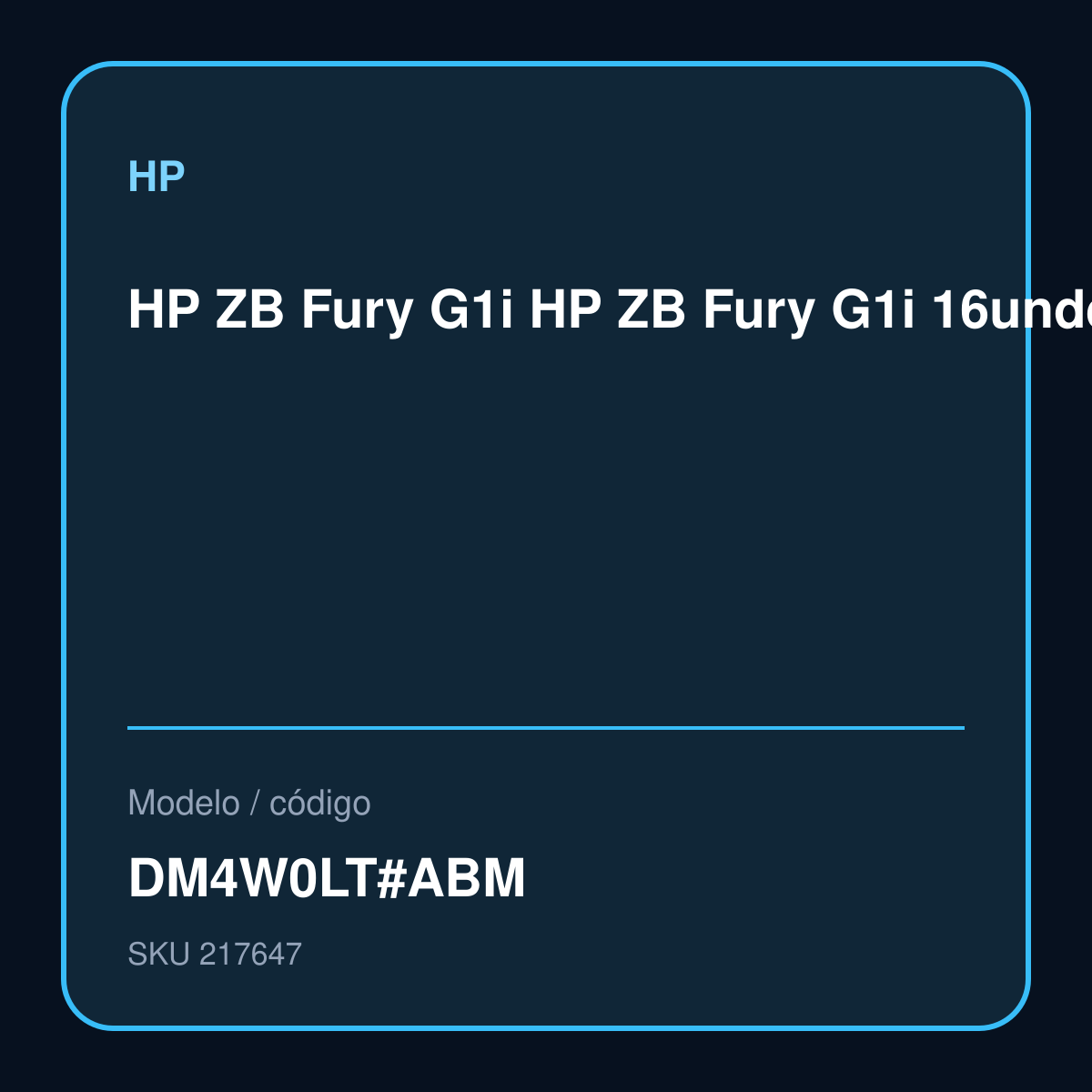 HP ZB Fury G1i HP ZB Fury G1i 16" 2.5K U7-265HX NVIDIA RTX PRO 3000 (12GB) 32GB 2TB SSD W11P DM4W0LT#ABM – DM4W0LT#ABM