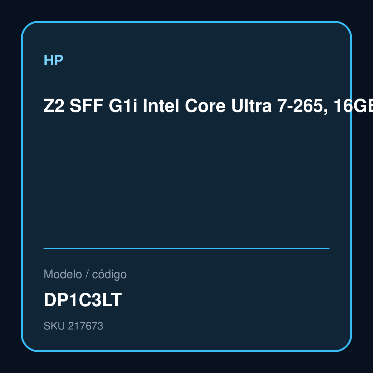 Z2 SFF G1i Intel Core Ultra 7-265, 16GB DDR5-5600, 1TB SSD, NVIDIA RTX A1000 8 GB, Win 11 Pro, 3,3,3 DP1C3LT – DP1C3LT