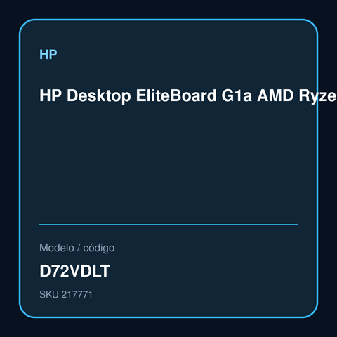 HP Desktop EliteBoard G1a AMD Ryzen AI 5 Pro 340, 16GB DDR5 5600, 512SSD, Win 11 Pro, 1,1,1 D72VDLT – D72VDLT