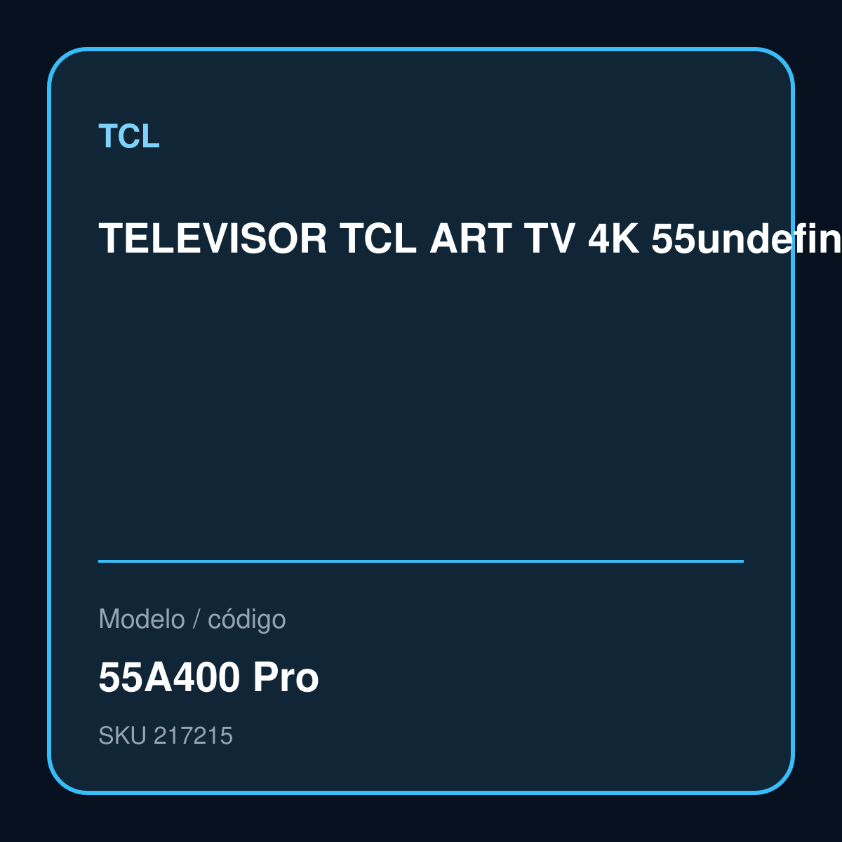 TELEVISOR TCL ART TV 4K 55" QD MINILED 55A400 PRO – 55A400 Pro