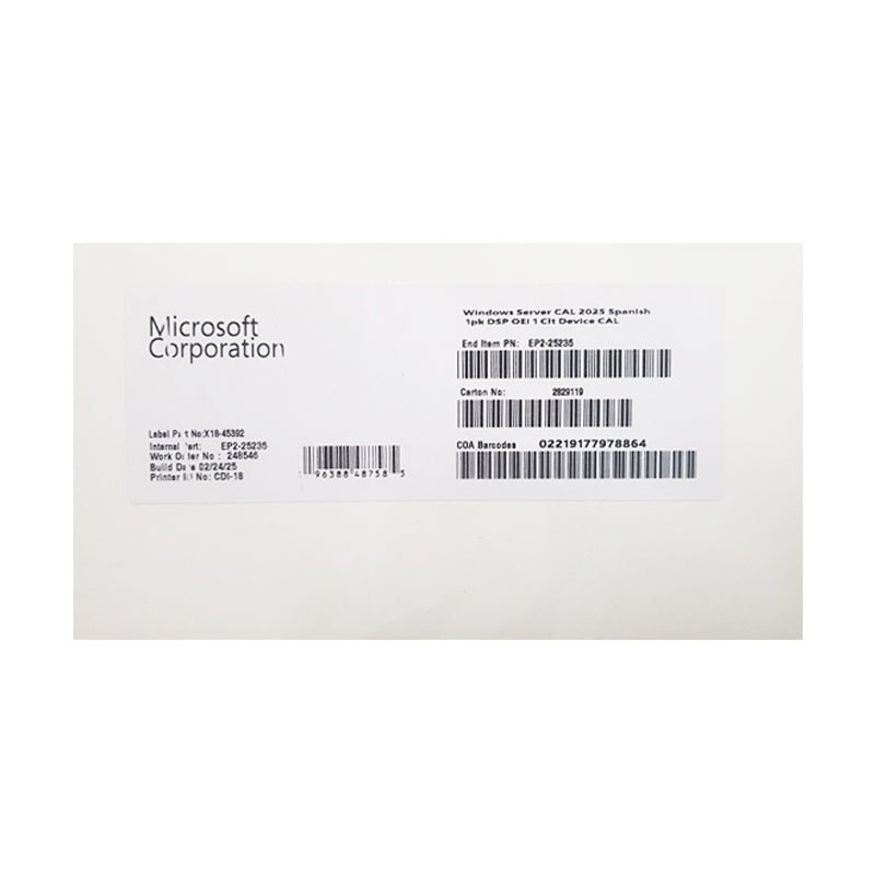 PRODUCTO DE SOFTWARE: LICENCIA SERVER CAL2025 1PK PARA DISPOSITIVO, MEJORA LA GESTIÓN DE ACCESO A RECURSOS DEL SERVIDOR EP2-25235 - SMART BUSINESS