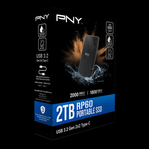 SSD externo PNY RP60 2TB PSD0CS3060-2TB-RB USB-C IP65