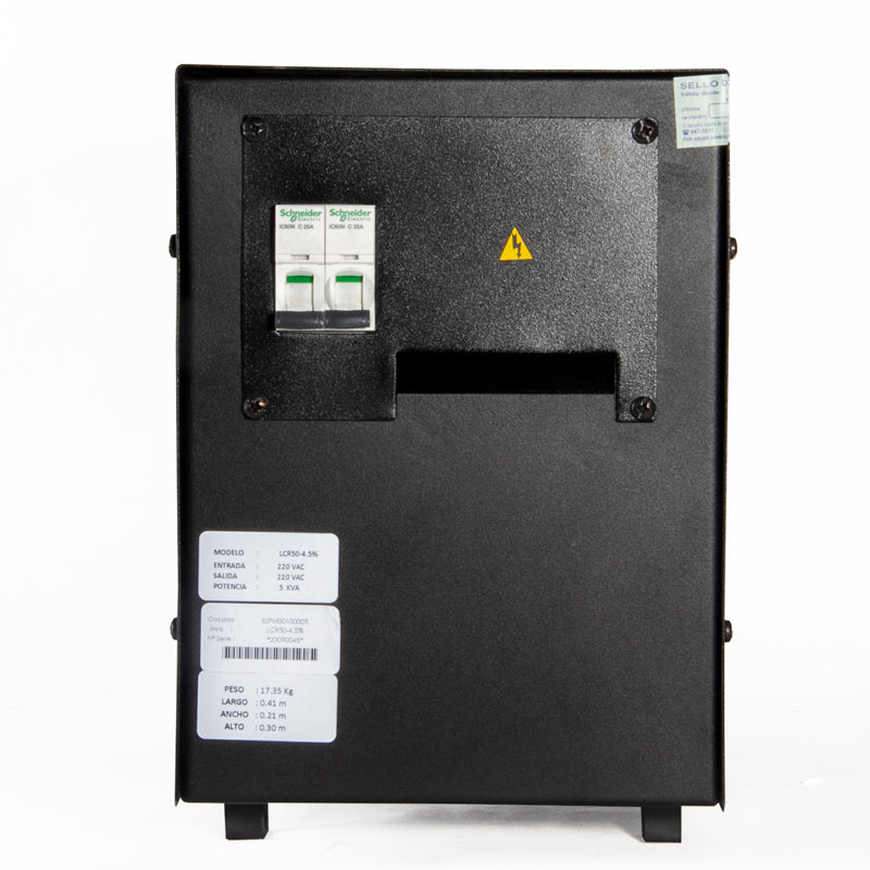 Elise ESTABILIZADOR SOLIDO MONOFASICO 6KVA 4800W ENT 165VAC-256VAC SAL 220VAC +- 4.5% ITM LCD BORNERAS ENT-SAL