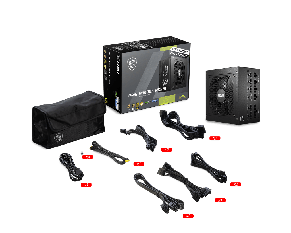 PSU MSI MAG 850W 80+ GOLD MAG A850GL PCIE5 306-7ZP8A23-CE0 - SMART BUSINESS