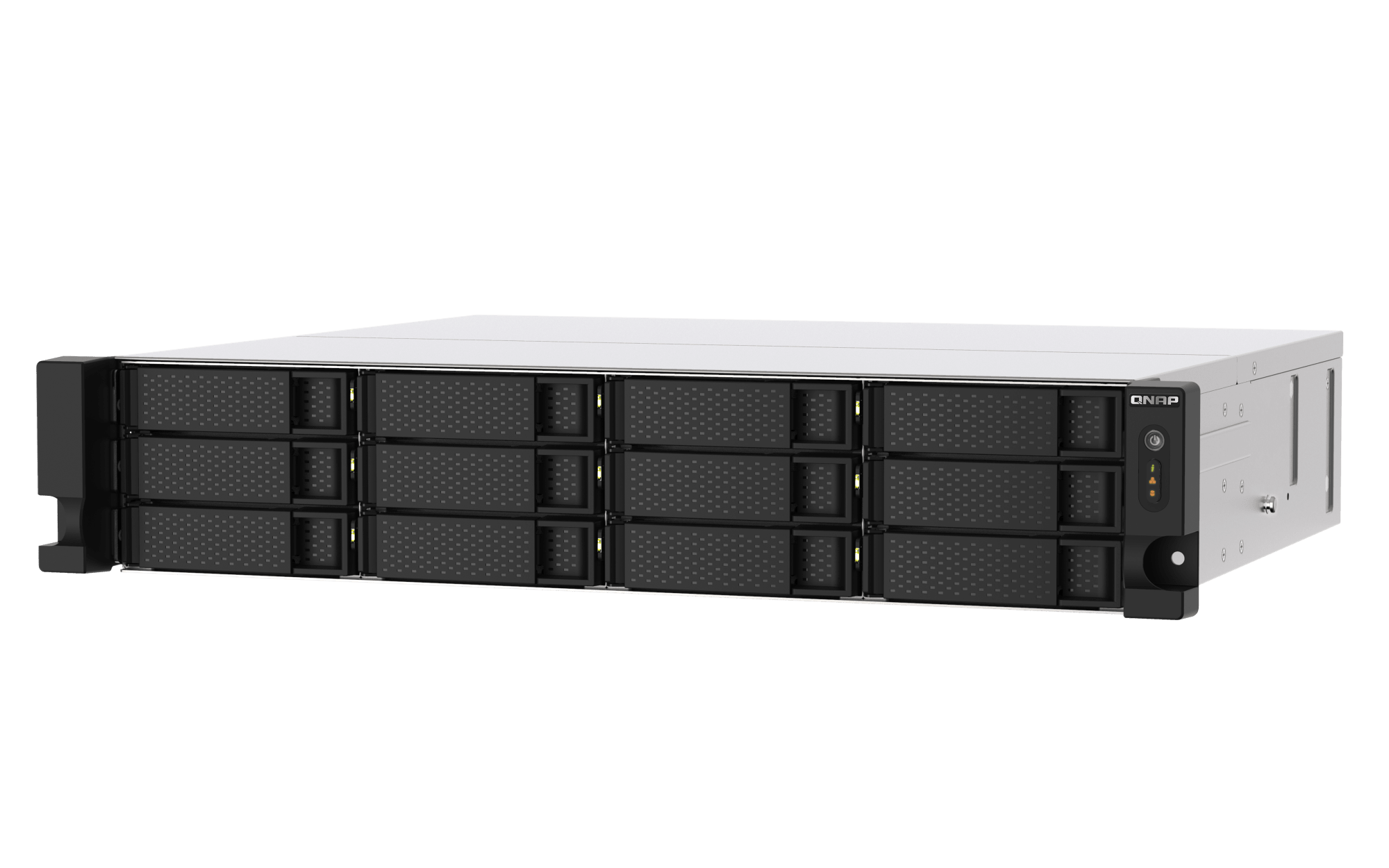QNAP TS-1273AU-RP-8G-US, vista superior y lateral derecha del chasis rack 2U