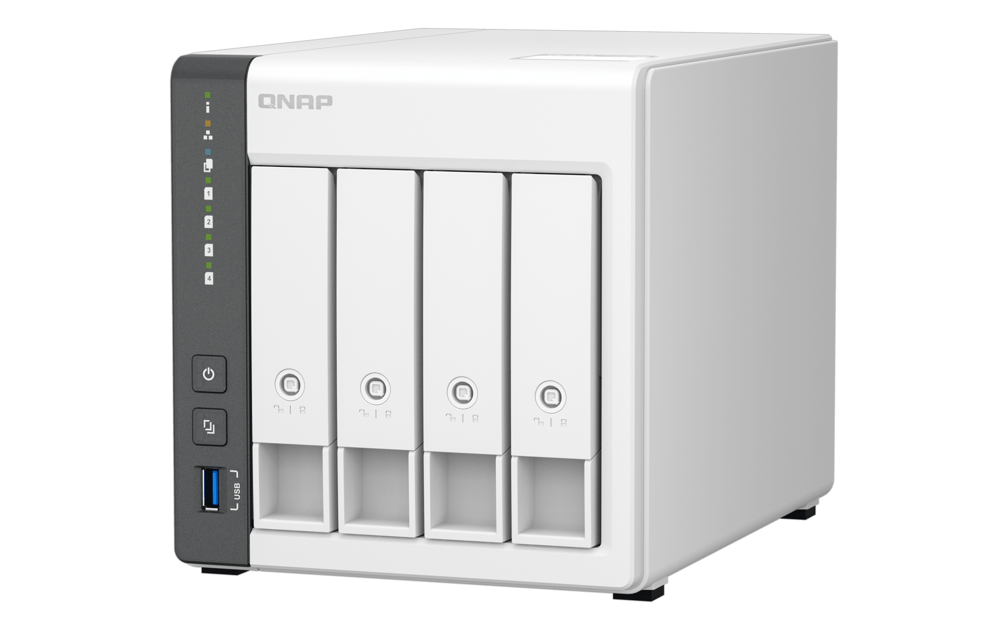 NAS QNAP TS-433-4G-US — 617 1769999234 derecha20superior — sin discos incluidos