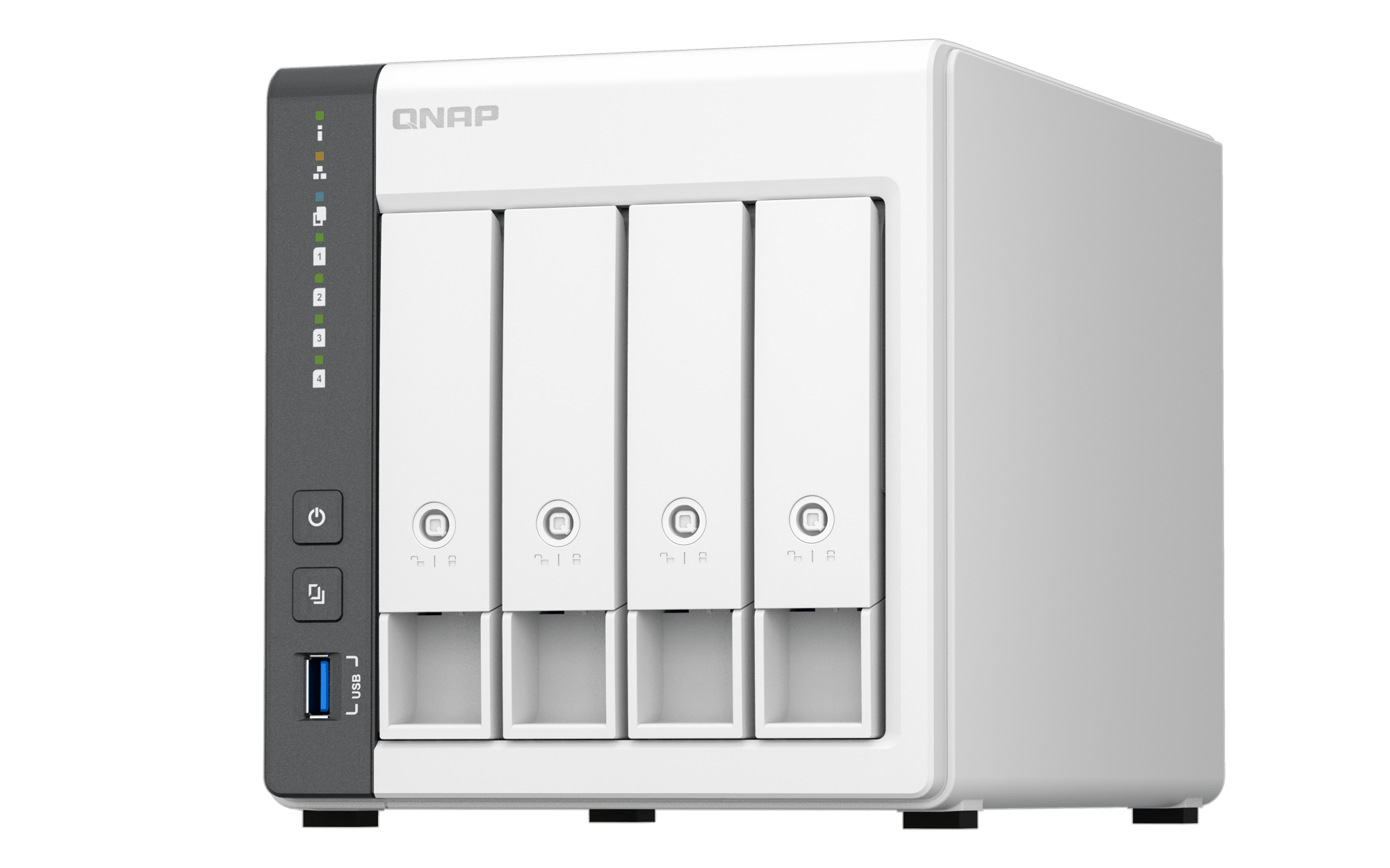 NAS QNAP TS-433-4G-US — 617 1769999234 derecha — sin discos incluidos