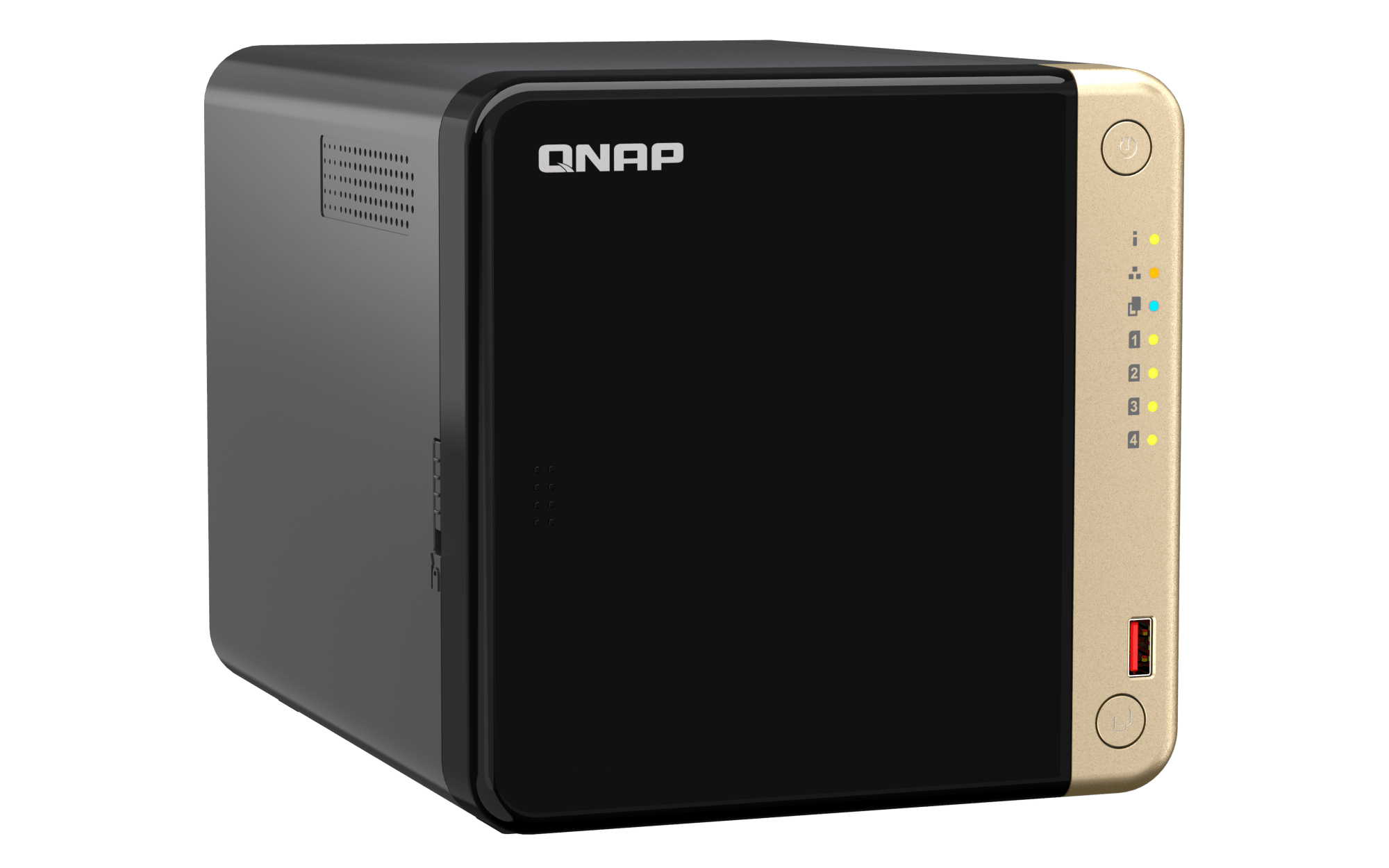 NAS QNAP TS-464-8G-US — izquierda-superior — sin discos incluidos