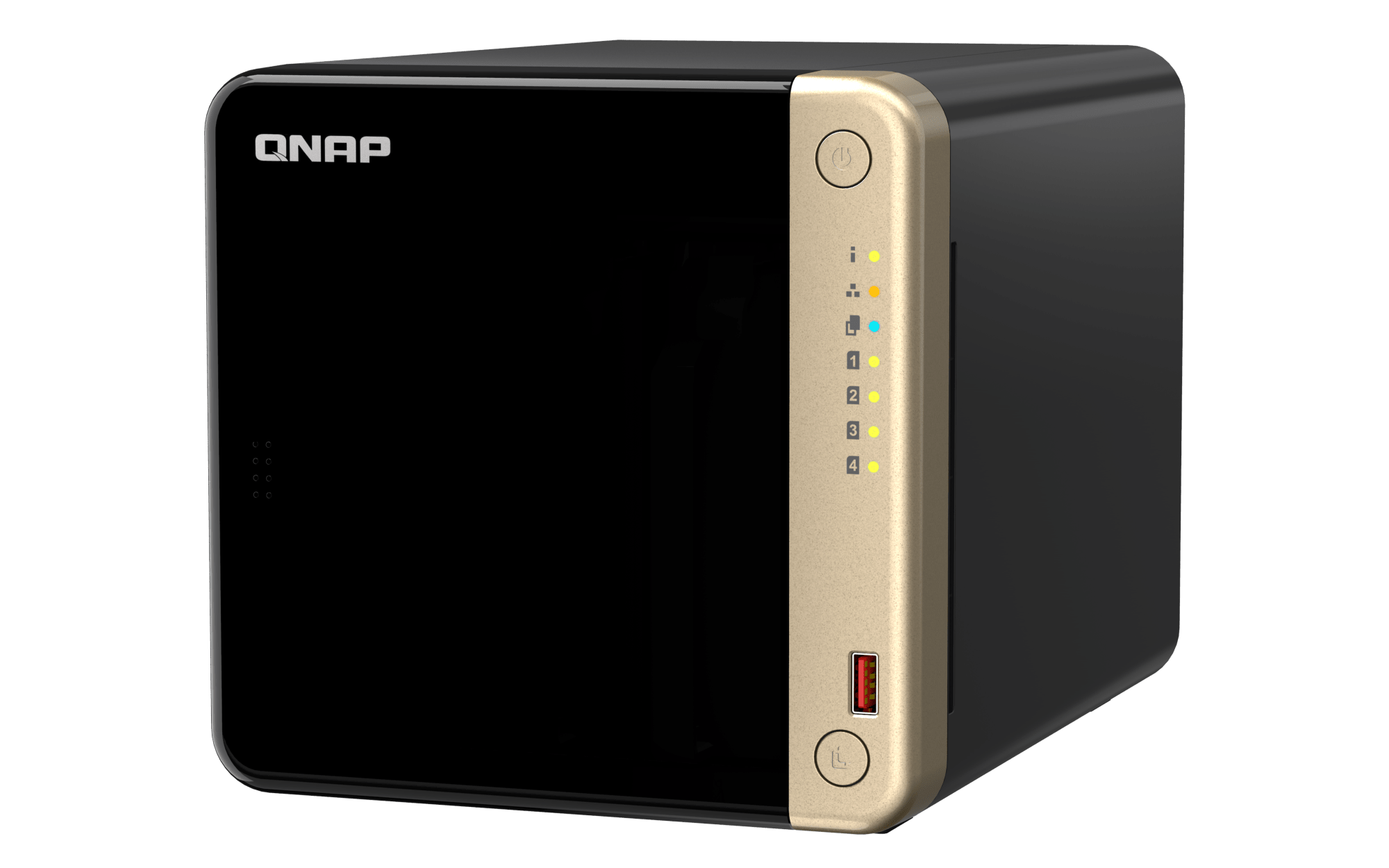 NAS QNAP TS-464-8G-US — derecha-superior — sin discos incluidos