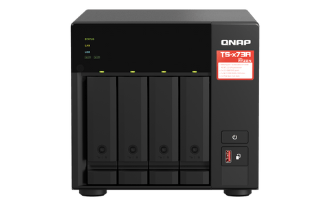 QNAP TS-473A-8G-US, vista frontal de las 4 bahías