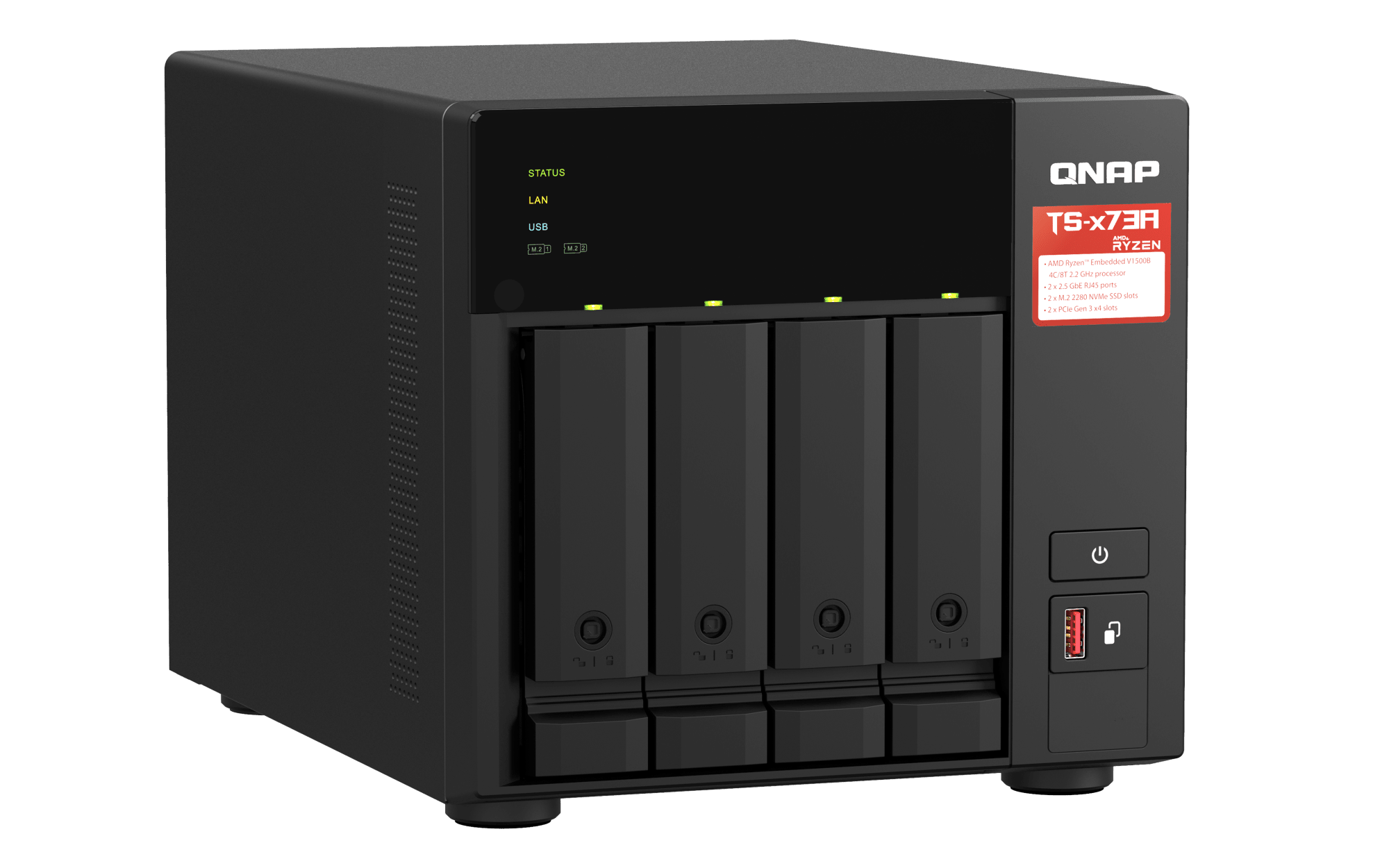 QNAP TS-473A-8G-US, vista superior izquierda