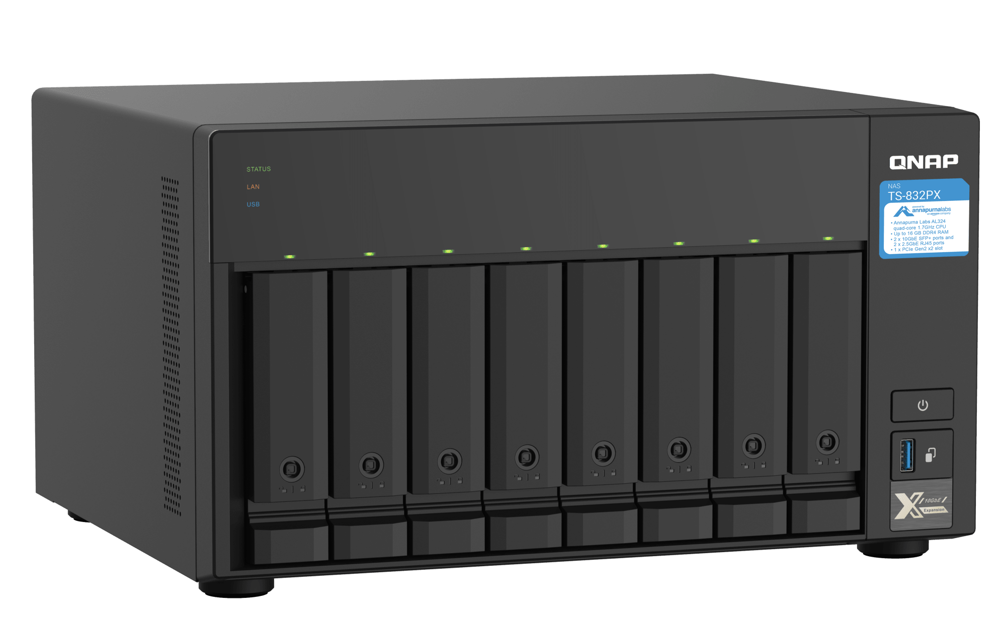 QNAP TS-832PX-4G-US, vista superior izquierda