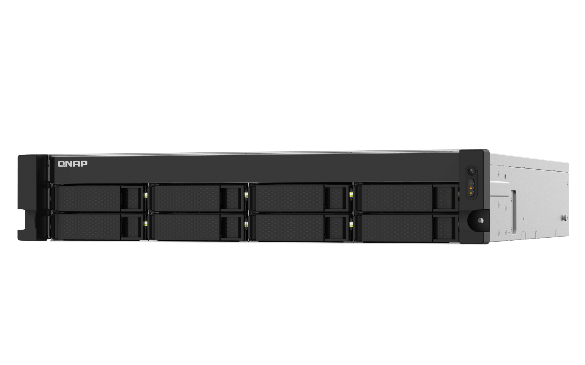 Servidor NAS QNAP TS-832PXU-RP-4G-US, vista frontal desde la derecha