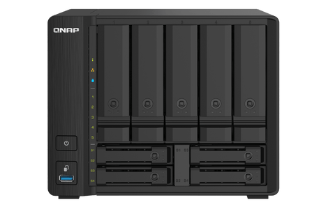 QNAP TS-932PX-4G-US, vista frontal de las 9 bahías