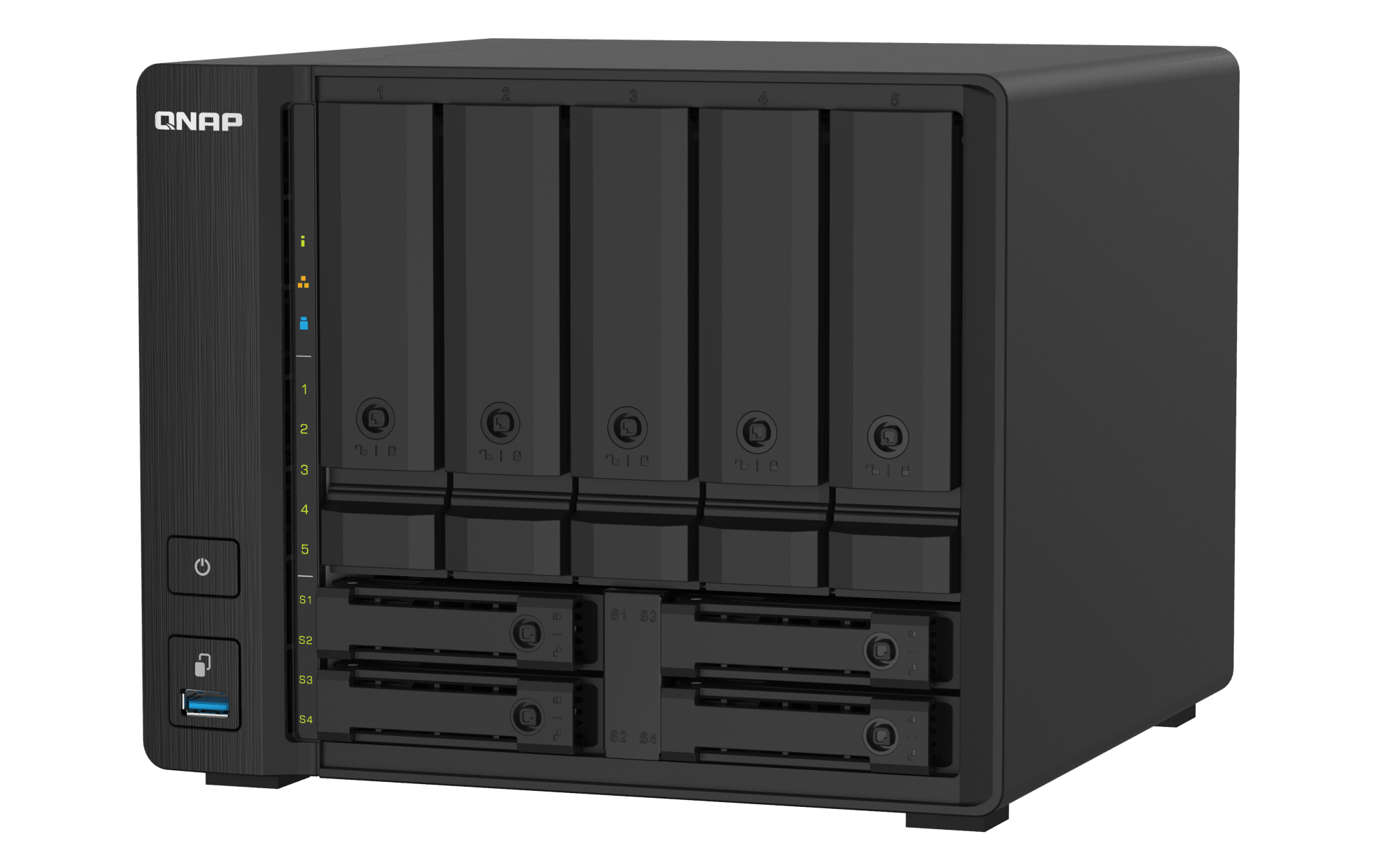 QNAP TS-932PX-4G-US, vista superior derecha