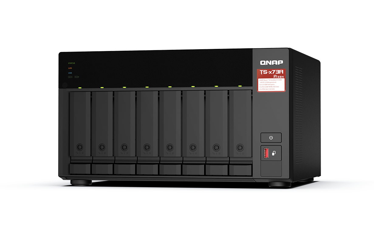 Qnap TS - 873A - SW5T - US - QNAP Desktop 8 - bay NAS/iSCSI IP - SAN with QSW - 1105 - 5T 2.5GbE x 5 ports unmanaged switch TS-873A-SW5T-US - SMART BUSINESS