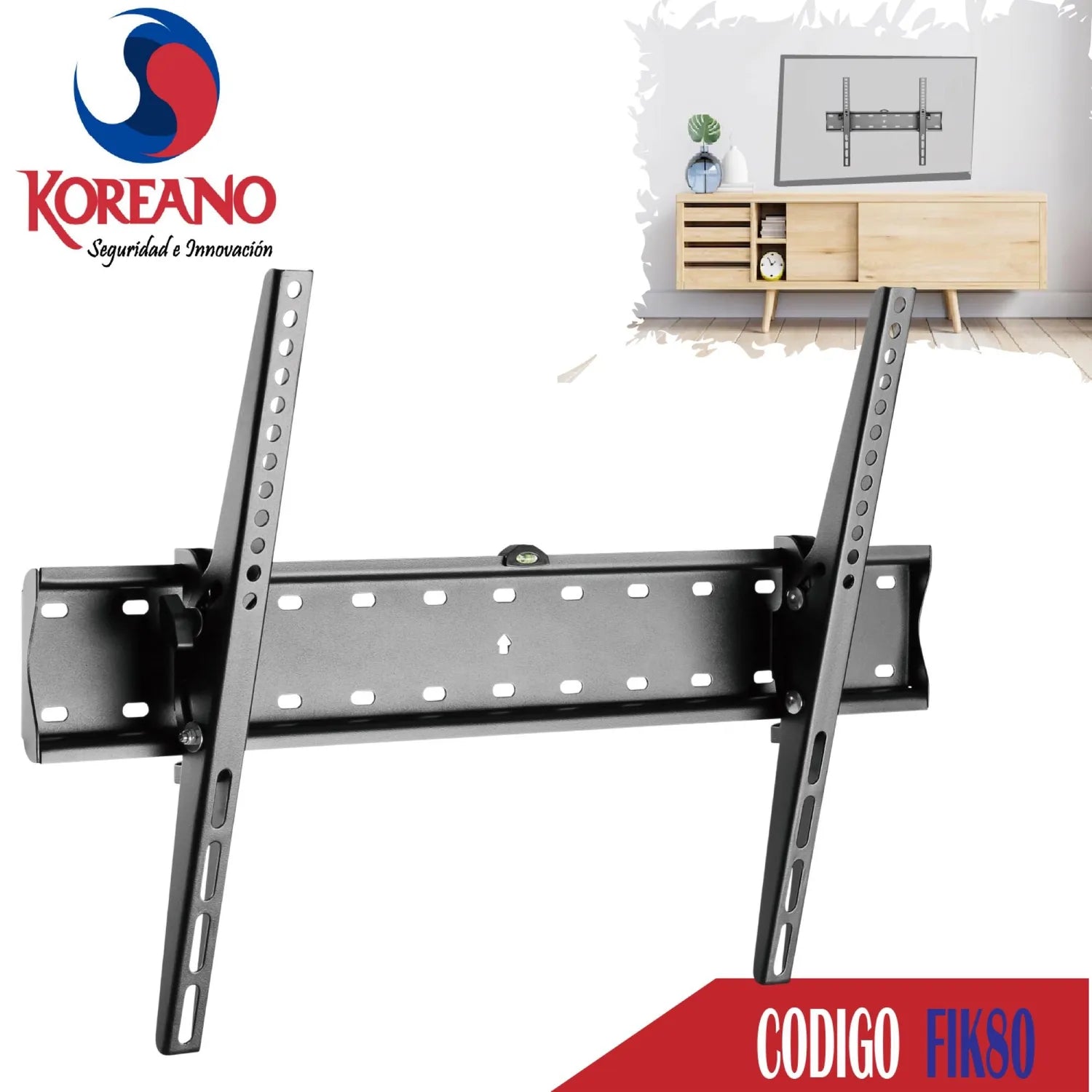 RACK FIJO INCLINABLE FIK80 – SOPORTE DE PARED PARA TV DE 37″ A 80″, VESA 600X400 MM, CAPACIDAD 40 KG, AJUSTE DE INCLINACIÓN, ESTRUCTURA METÁLICA REFORZADA, GARANTÍA 2 AÑOS FIK80 - SMART BUSINESS