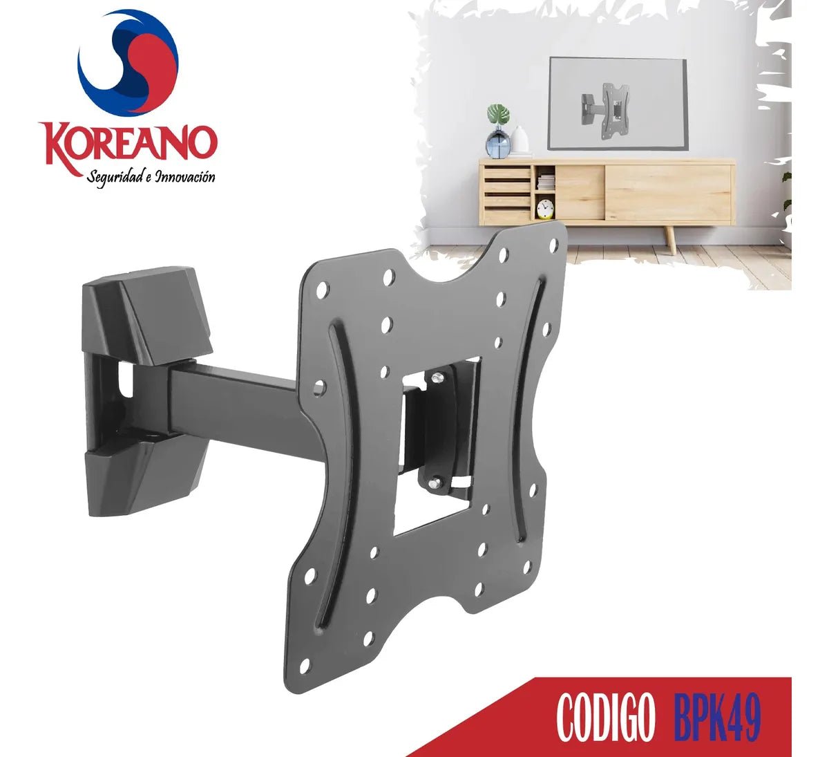 RACK MOVIBLE BRAZO CORTO BPK49 – SOPORTE DE PARED ARTICULADO PARA TV DE 17″ A 43″, VESA 200X200 MM, CAPACIDAD 30 KG, INCLINABLE Y GIRATORIO, GARANTÍA 2 AÑOS (SIN INSTALACIÓN) BPK49 - SMART BUSINESS