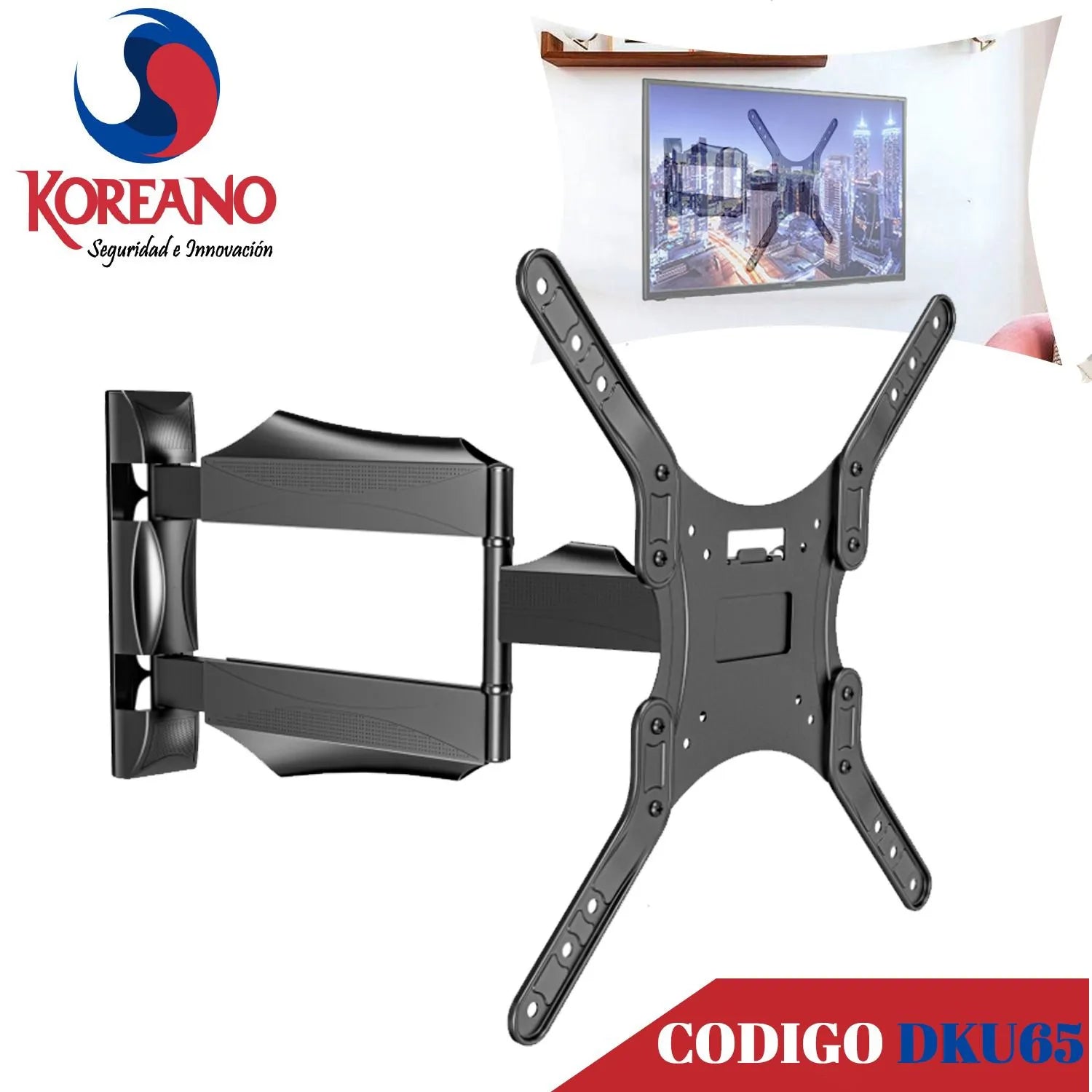 RACK MÓVIL DOBLE BRAZO DKU65 – SOPORTE DE PARED ARTICULADO PARA TV DE 32″ A 65″, BRAZO EXTENSIBLE 50 CM, VESA 400X400 MM, CAPACIDAD 40 KG, INCLINABLE Y GIRATORIO, GARANTÍA 2 AÑOS DKU65 - SMART BUSINESS